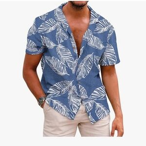 Mens Floral Vacation Tropical Button Down Tops Tshirts